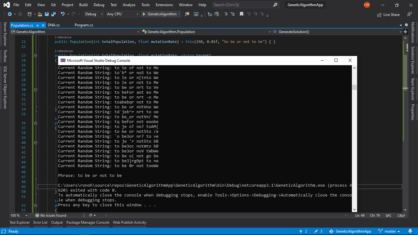 Genetic Algorithm C# Implementation